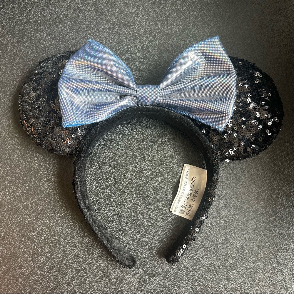 Disney Parks Black Sequin Minnie Mouse Ears Headband